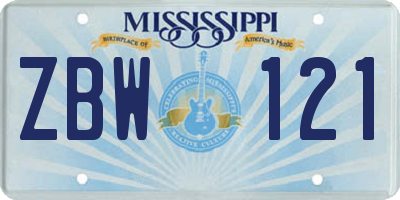 MS license plate ZBW121