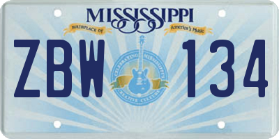 MS license plate ZBW134