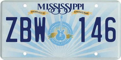 MS license plate ZBW146