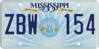 MS license plate ZBW154
