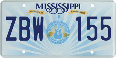 MS license plate ZBW155