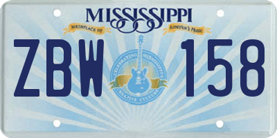 MS license plate ZBW158