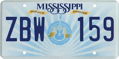 MS license plate ZBW159