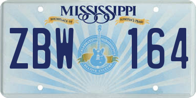 MS license plate ZBW164