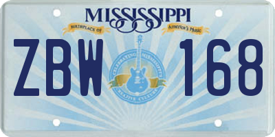 MS license plate ZBW168