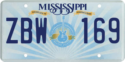 MS license plate ZBW169