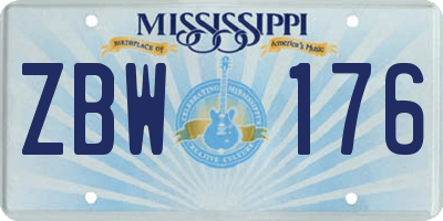 MS license plate ZBW176