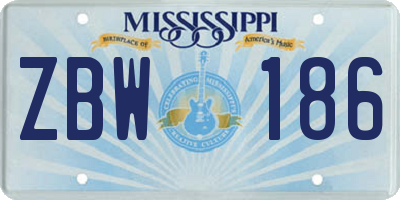MS license plate ZBW186