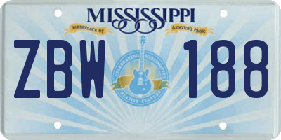 MS license plate ZBW188