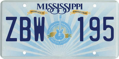 MS license plate ZBW195