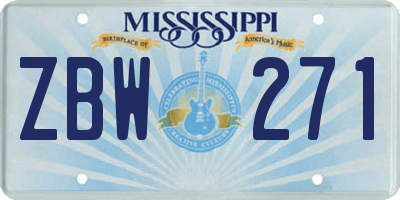 MS license plate ZBW271