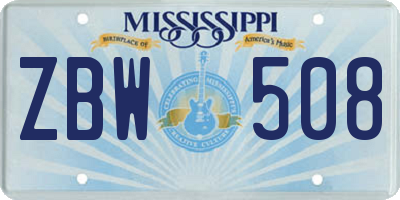 MS license plate ZBW508