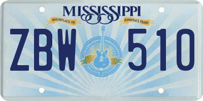 MS license plate ZBW510