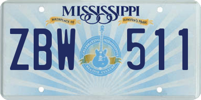 MS license plate ZBW511