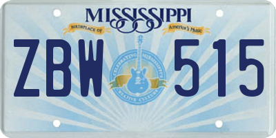 MS license plate ZBW515