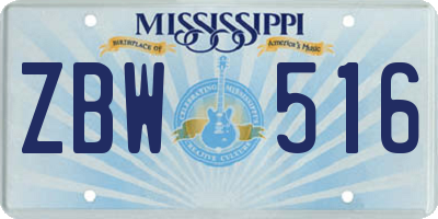 MS license plate ZBW516