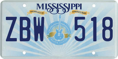 MS license plate ZBW518
