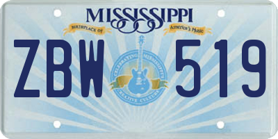 MS license plate ZBW519