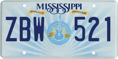 MS license plate ZBW521