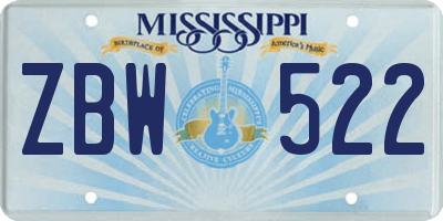 MS license plate ZBW522