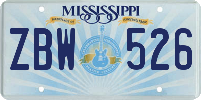 MS license plate ZBW526