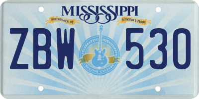 MS license plate ZBW530