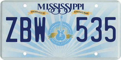 MS license plate ZBW535