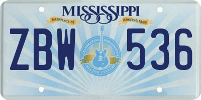 MS license plate ZBW536