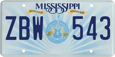 MS license plate ZBW543