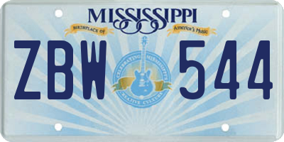 MS license plate ZBW544