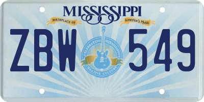 MS license plate ZBW549