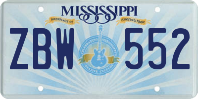 MS license plate ZBW552