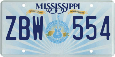 MS license plate ZBW554