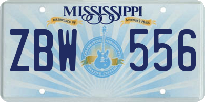 MS license plate ZBW556