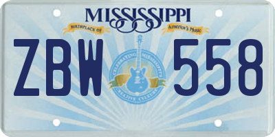 MS license plate ZBW558