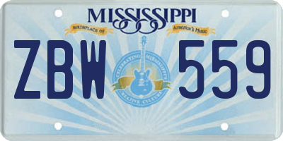 MS license plate ZBW559