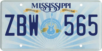 MS license plate ZBW565