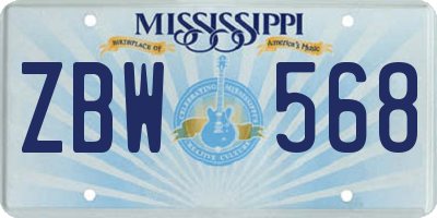 MS license plate ZBW568
