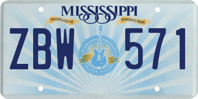 MS license plate ZBW571