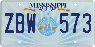 MS license plate ZBW573