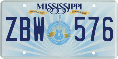 MS license plate ZBW576