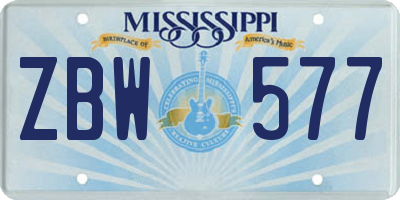 MS license plate ZBW577