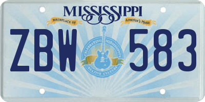 MS license plate ZBW583