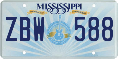 MS license plate ZBW588