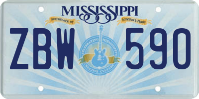 MS license plate ZBW590
