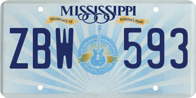 MS license plate ZBW593