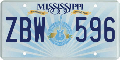 MS license plate ZBW596