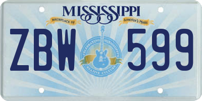 MS license plate ZBW599