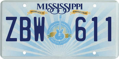 MS license plate ZBW611