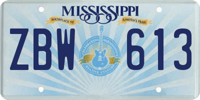 MS license plate ZBW613